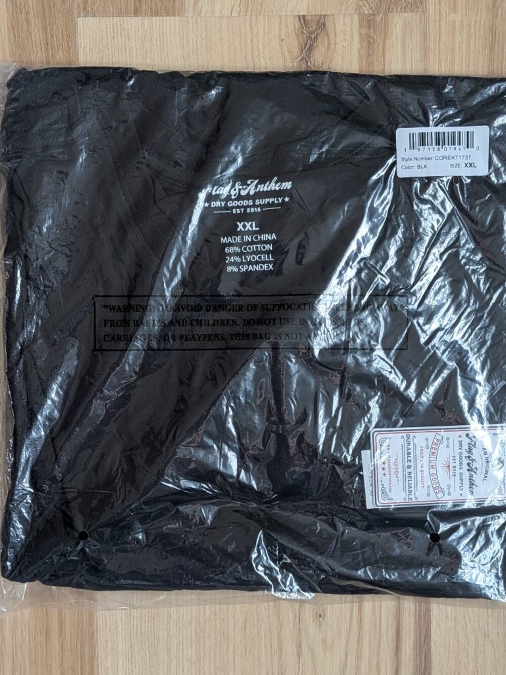 NWT Flag & Anthem Core Crew Neck T-Shirt Black XXL Stretch Cotton Blend - Picture 3 of 3